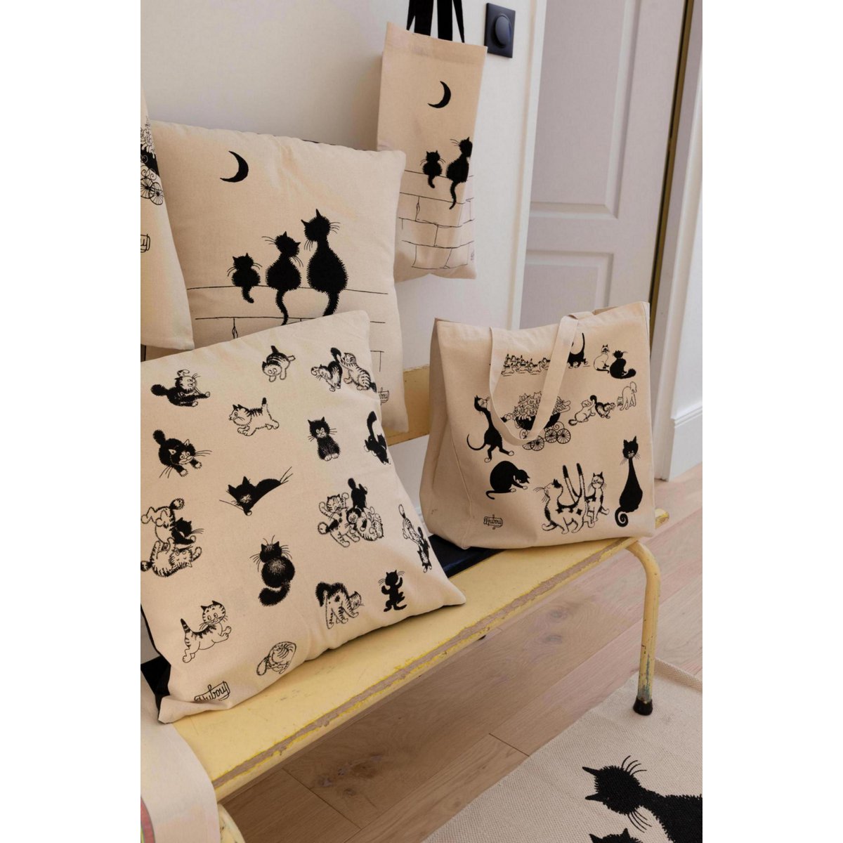 Sac Dubout 3 chats Ecru 40 x 35
