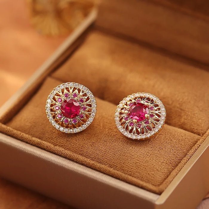 Vintage Style Halo Crystal Stud Earrings