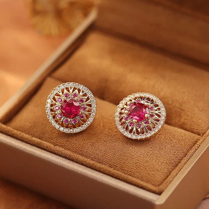 Vintage Style Halo Crystal Stud Earrings