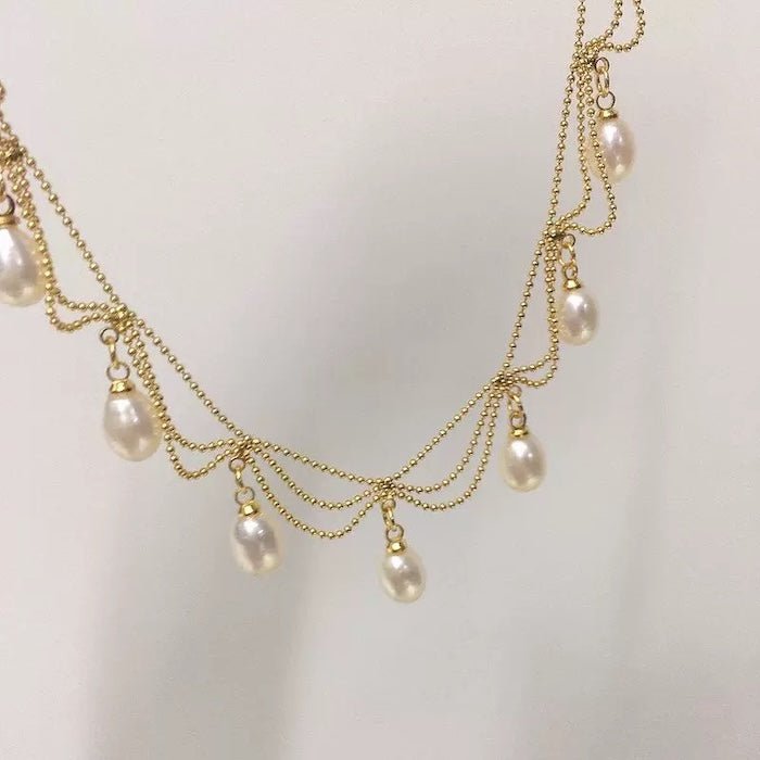 Lace Style Necklace with Genuine Freshwater Pearls