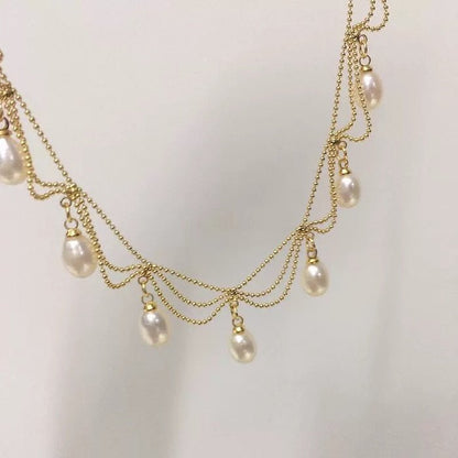 Lace Style Necklace with Genuine Freshwater Pearls