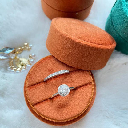 Round Velvet Wedding Ring Box n Proposal Ring Box