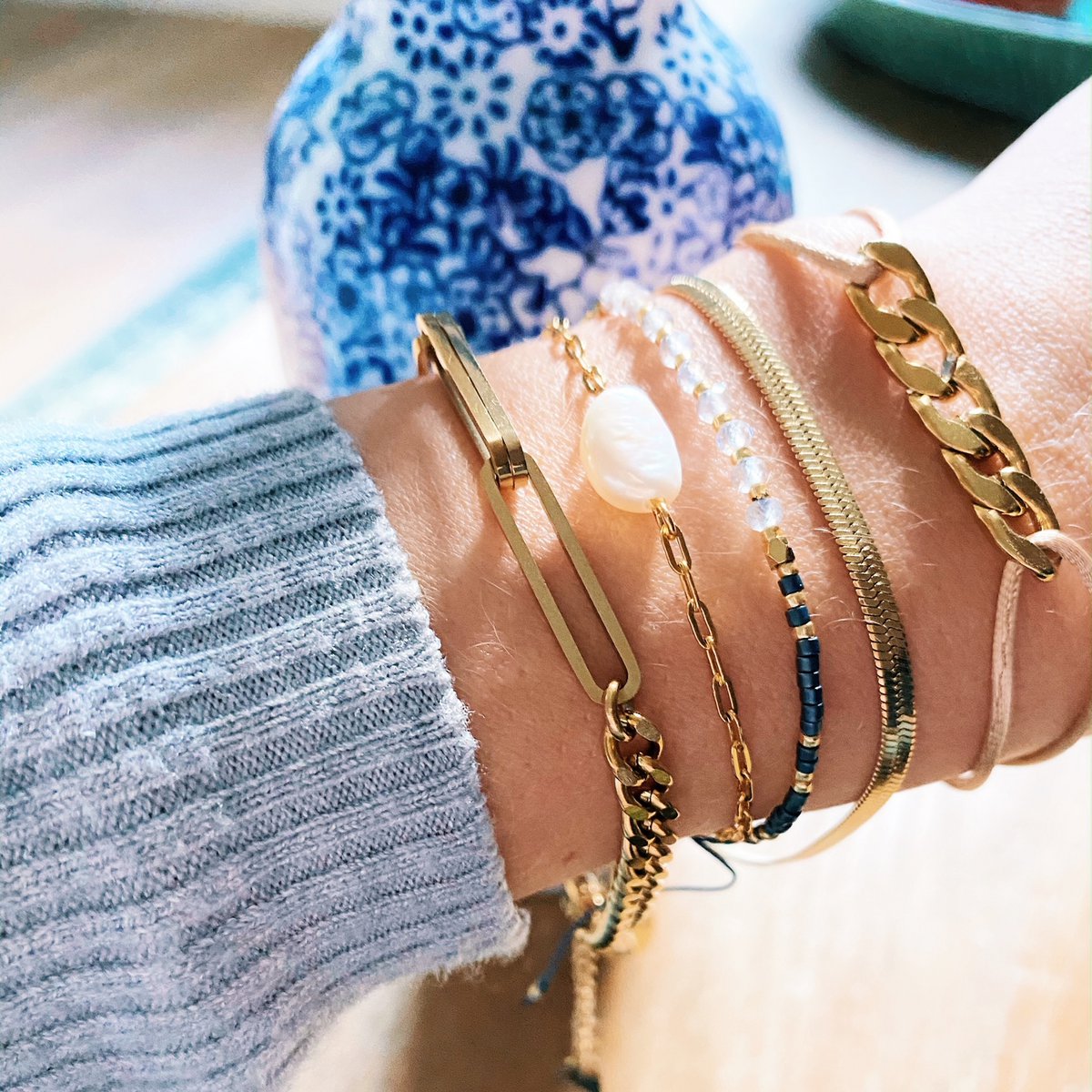 SA813 - Steel bracelet “flat snake” - gold