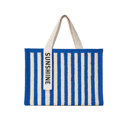 Blue striped tote bag