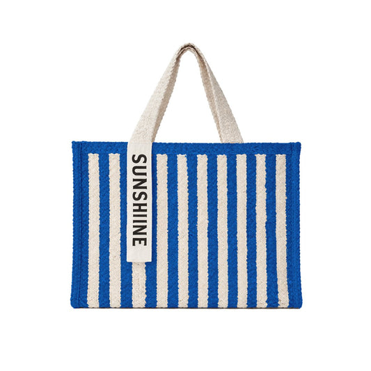 Blue striped tote bag