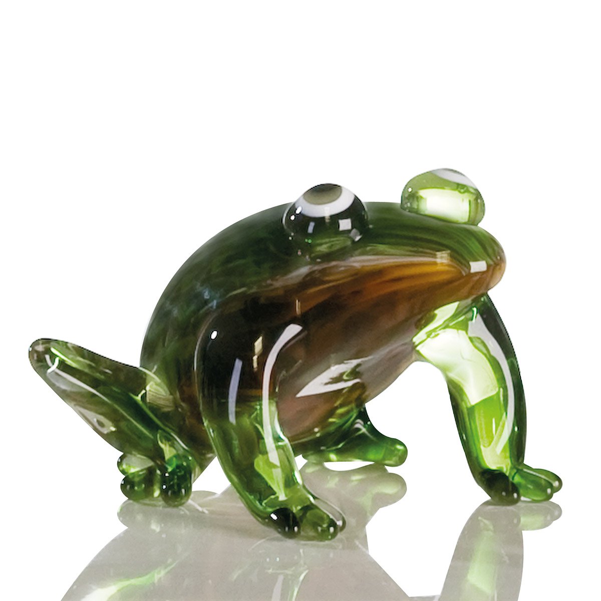 Glass sculpture "frog" brown / green