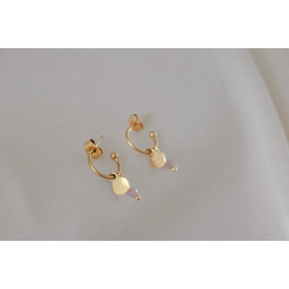 Kunzite, Moonstone & Butterflies Earrings - Gold