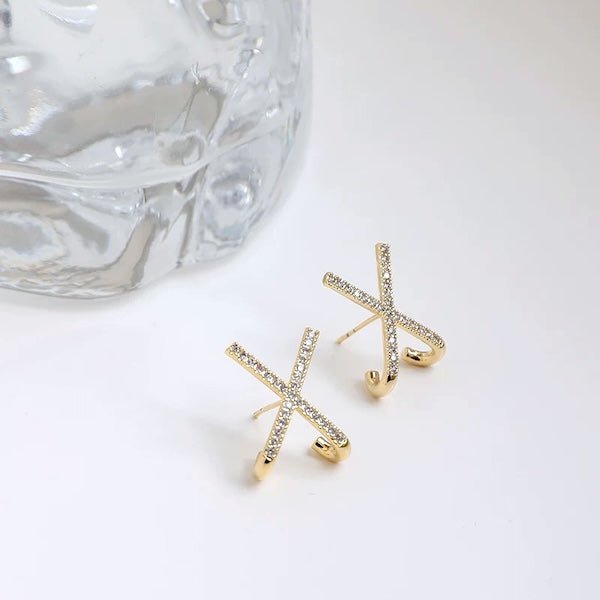 Minimalist Cross Sparkling Earrings