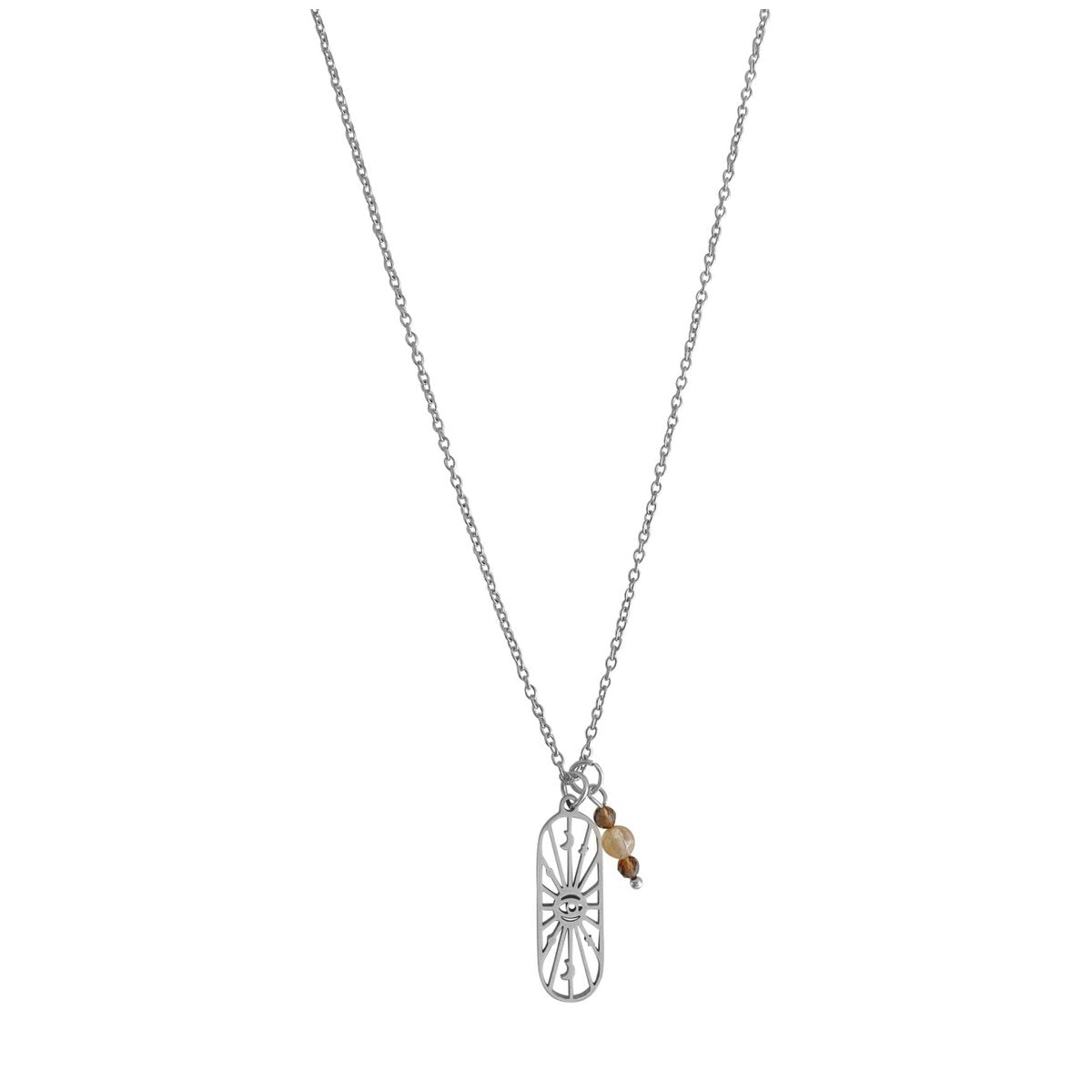 All-Seeing Eye Smoky Quartz and Citrine Necklace - Silver