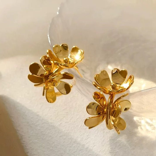 Dynamic Vivid Flower Petals Hoop Earrings