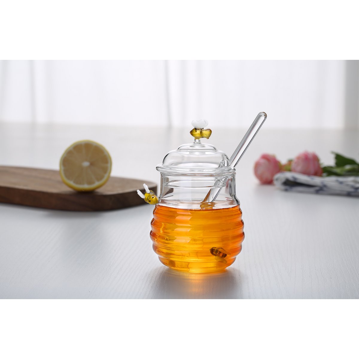 Glass bee honey pot 280ml