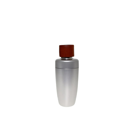 Wood and silver cocktail shaker 8.5x8.5x24cm