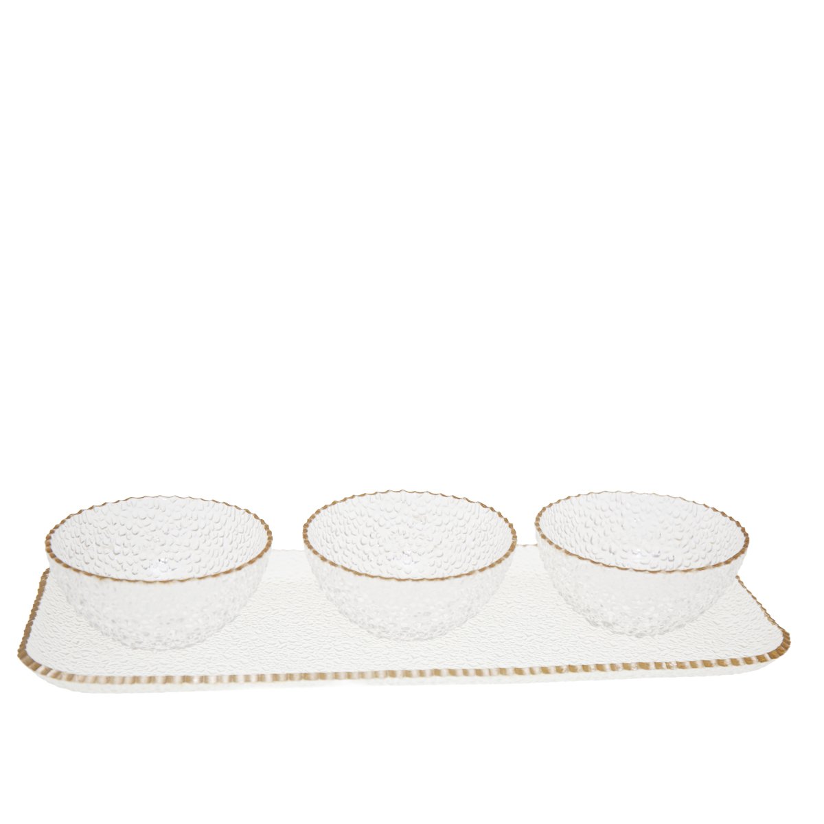 Aperitif set of 3 cups on tray gilded edge
