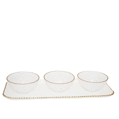 Aperitif set of 3 cups on tray gilded edge