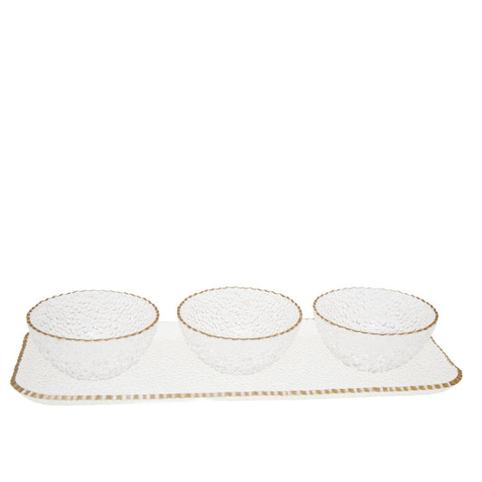 Aperitif set of 3 cups on tray gilded edge