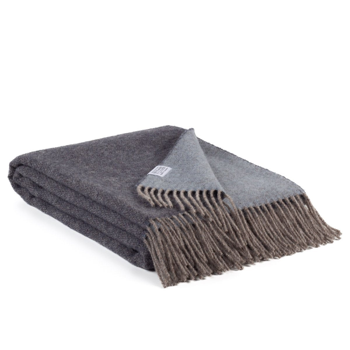 Reversible wool Throw Blanket DENIM