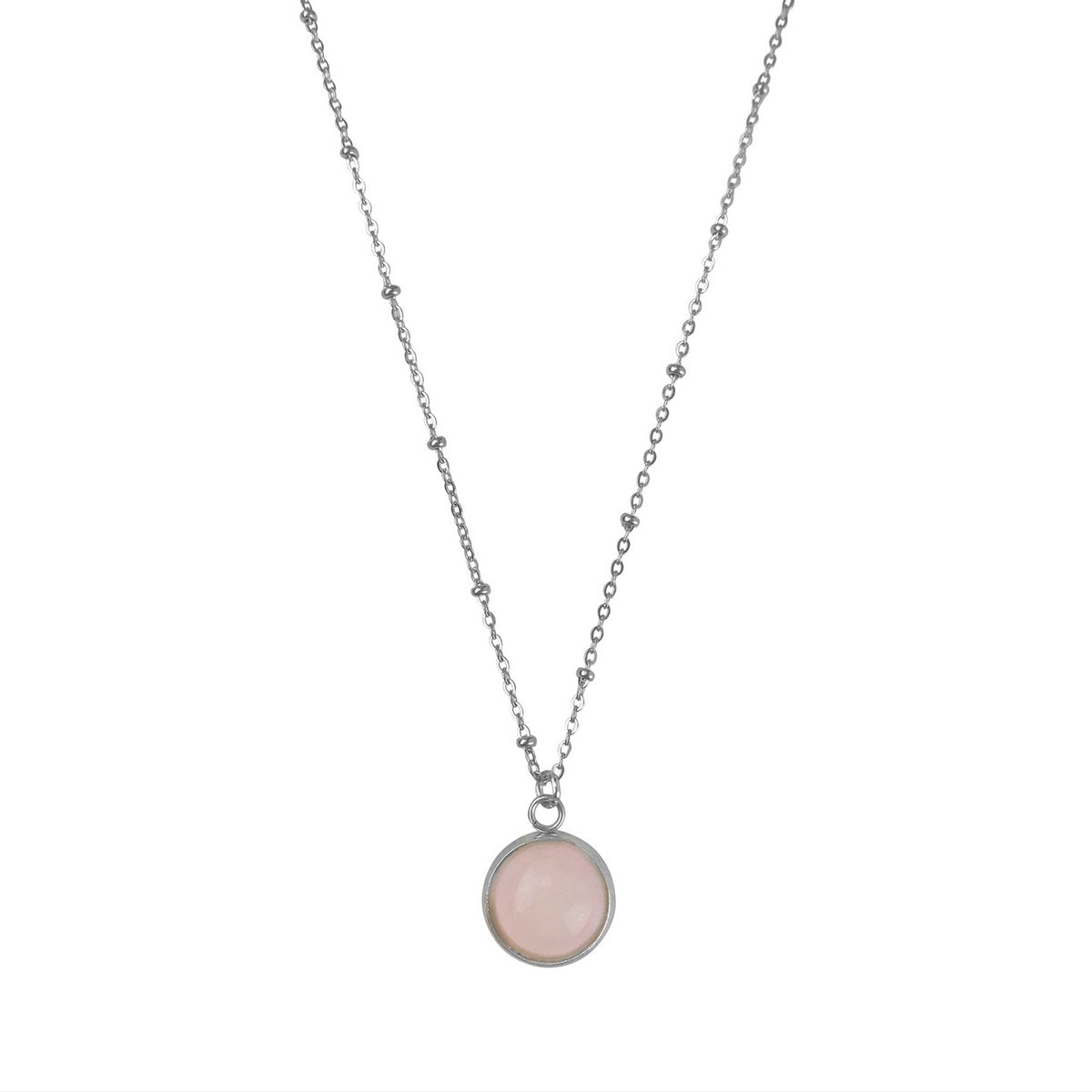 Ketting Rozenkwarts Steen - Zilver