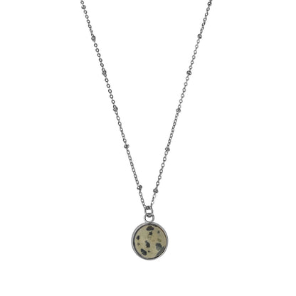 Dalmatian Jasper Stone Necklace - Silver