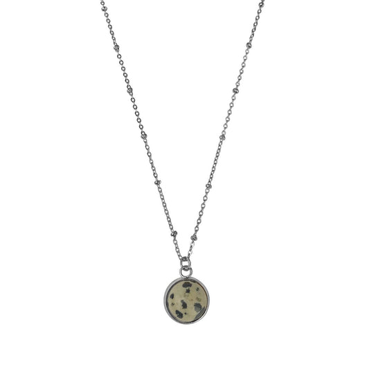 Dalmatian Jasper Stone Necklace - Silver