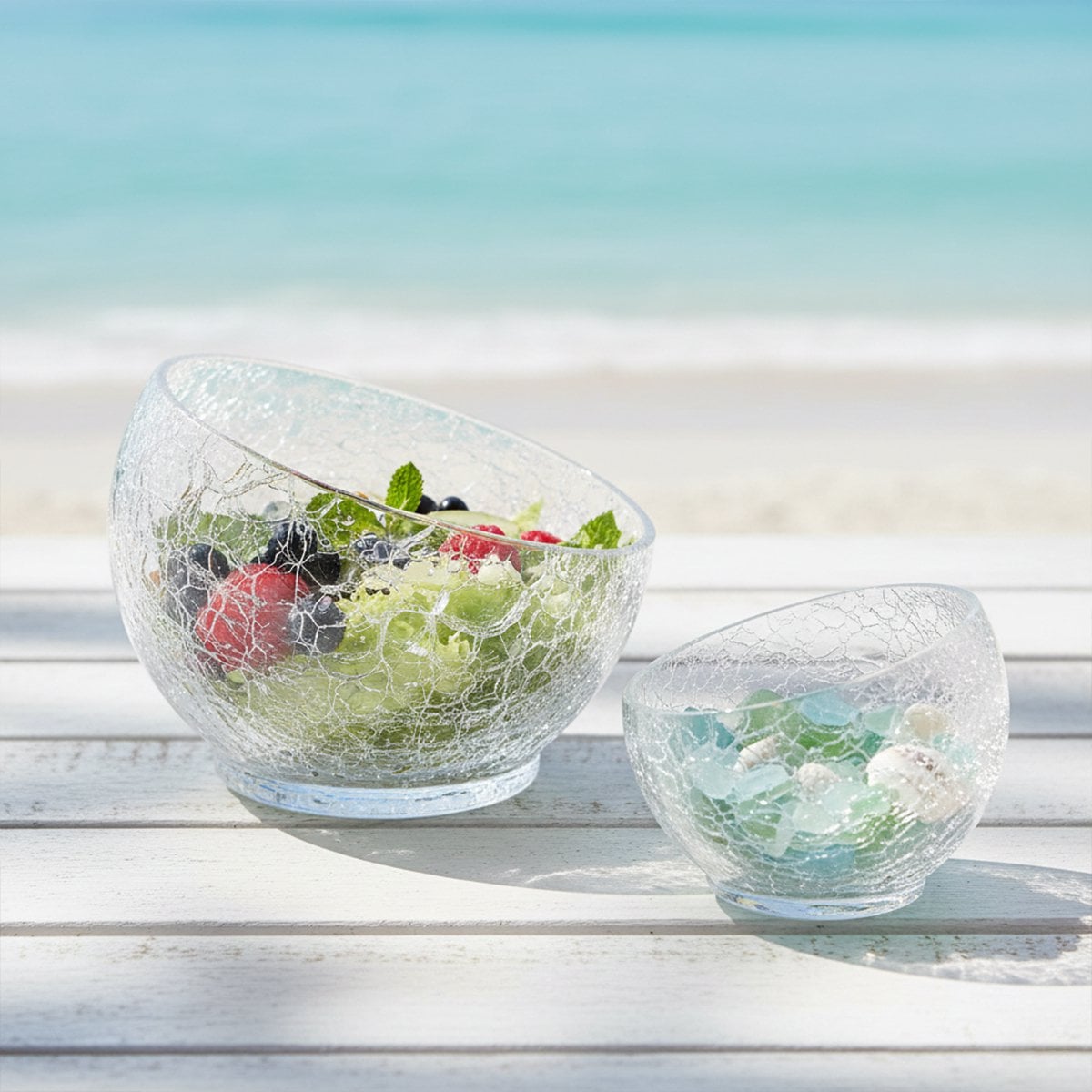 Glass bowl cracked effect small model 15x15x13cm