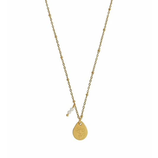 Necklace Abstract Woman & Moonstone - Gold