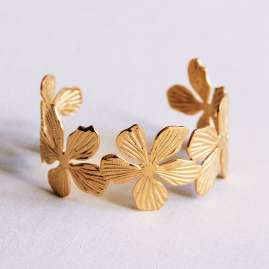 Bangle XL flowers - gold