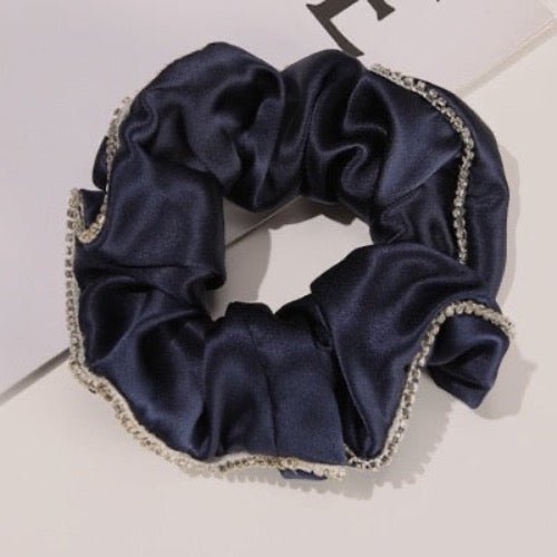 100% Silk Dazzling Hair Scrunchie - 19 mm - Diamond Trim