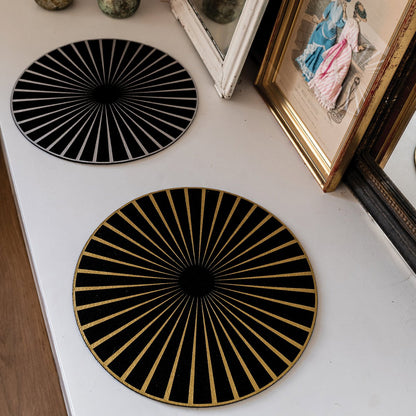 Felt placemat Raini Black/gold diameter 40 cm