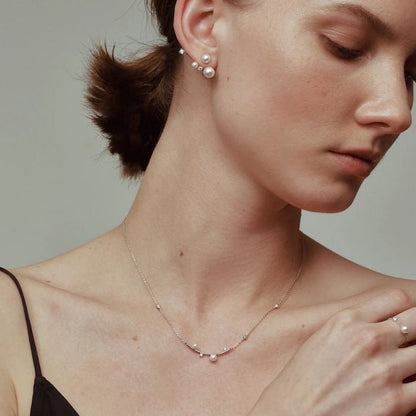 Sterling Silver Starry Pearl and Crystal Stud Earrings