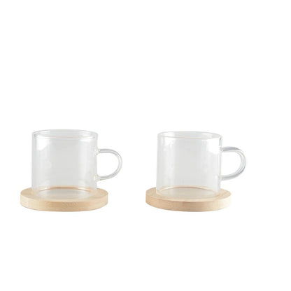Tea cups with bamboo sub -staskets - Lot of 2