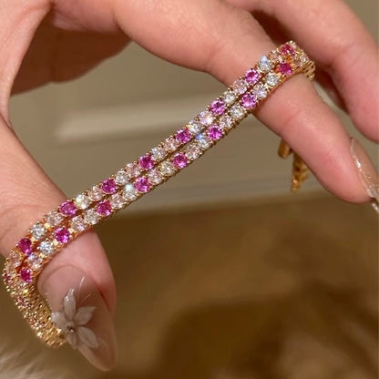 Dazzling Pink Ombré Tennis Bracelet