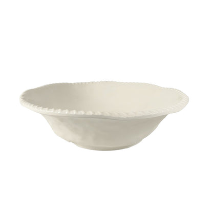 Salad bowl and salad cutlery in cream melamine rope edge