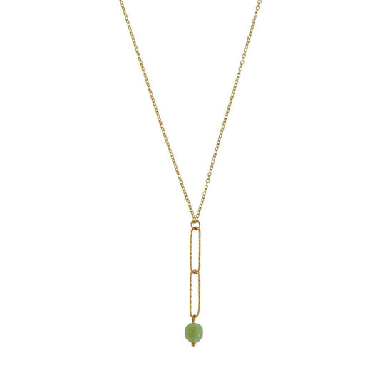 Peridot Y-Shape Necklace - Gold