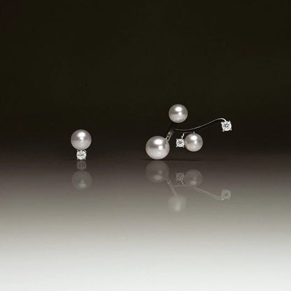 Sterling Silver Starry Pearl and Crystal Stud Earrings