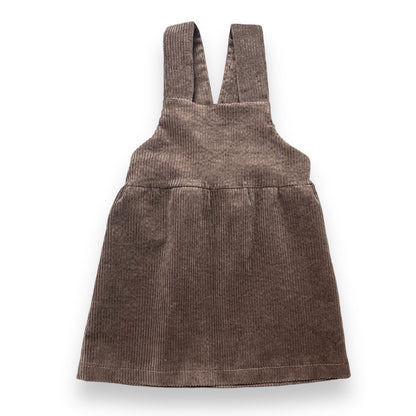 Pinafore dress corduroy mini dark brown