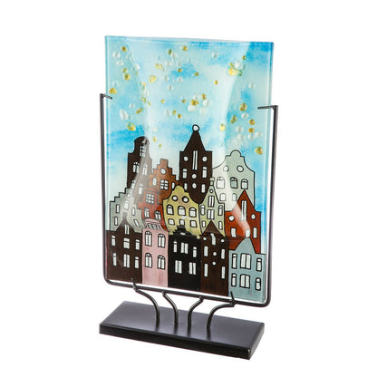 Vase rectangular city lights, height 45 cm