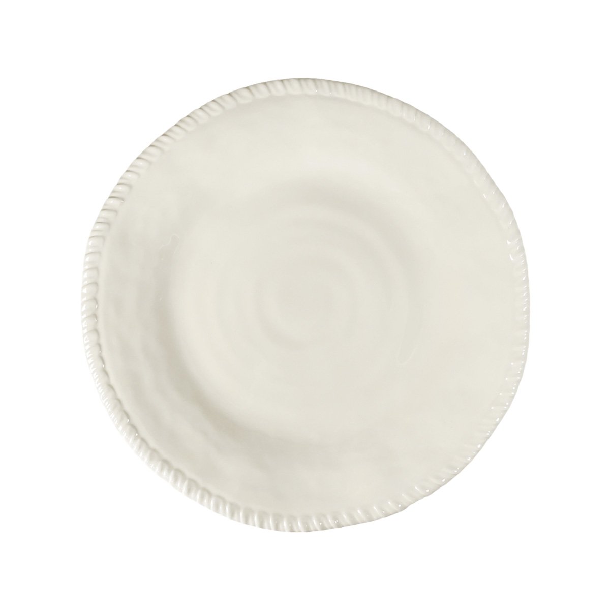 Cream melamine dinner plate with rope edge 28x28x2.5cm