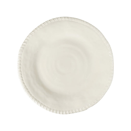 Cream melamine dinner plate with rope edge 28x28x2.5cm