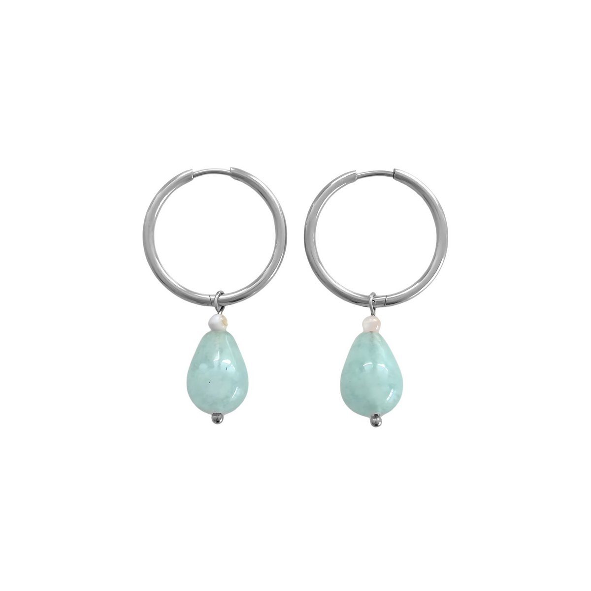 Amazonite drop earrings - Silver