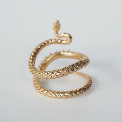 Vintage Style Sparkling Snake Ring - Size 7