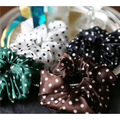 Polka Dot 100% Silk Hair Scrunchie-6cm wide