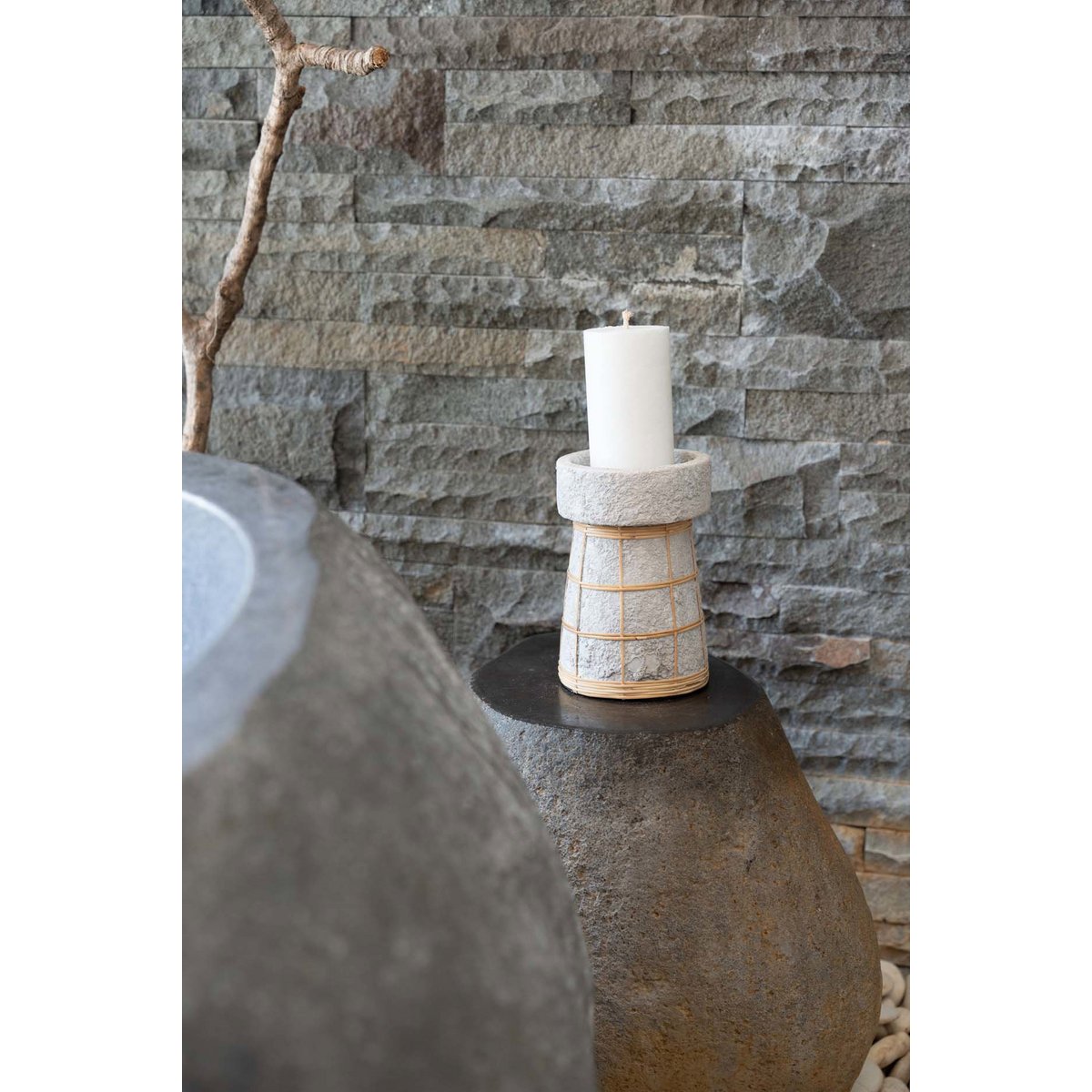 The Serene Candle Holder - Concrete Natural - L