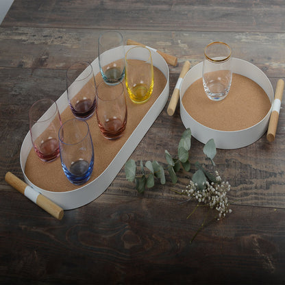 ROUND CORK WHITE TRAY