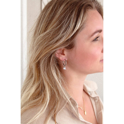 Earrings Howlite and Onyx - Silver