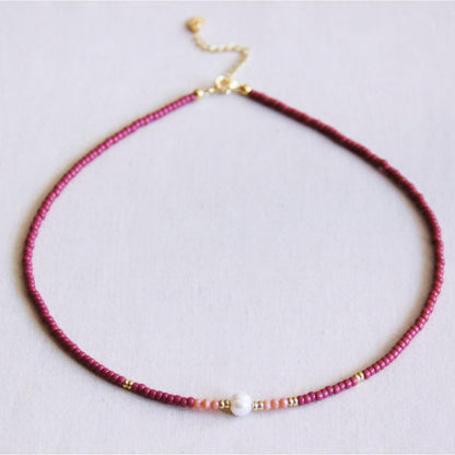 Miyuki necklace - Sunkissed cherry