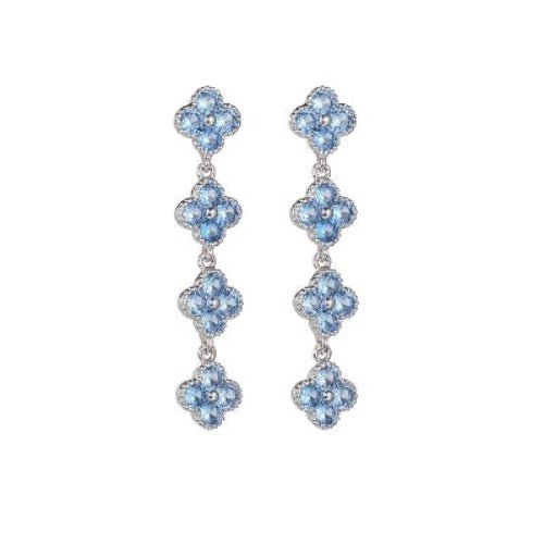 Blue lucky clover Longline Drop Earrings