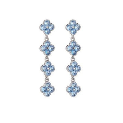 Blue lucky clover Longline Drop Earrings