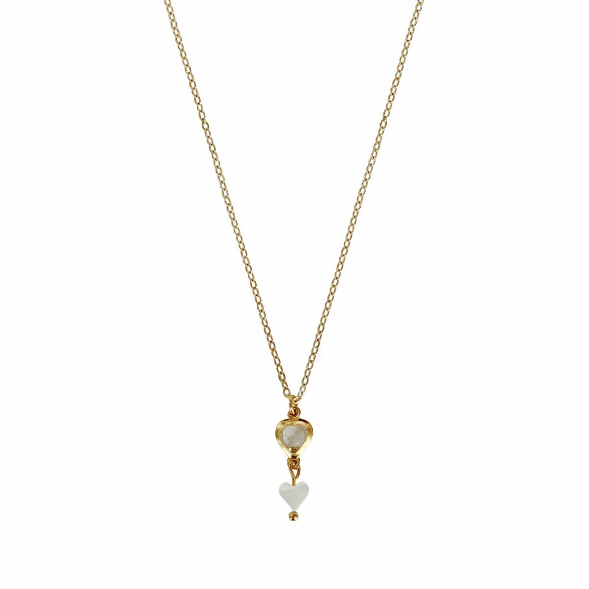 Kristal & Schelp Hart Ketting - Gold