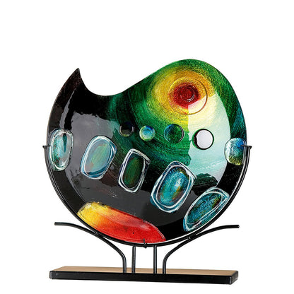 Glasart round decorative vase on stand "Sunrise"