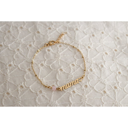 Mama & Rose Quartz Bracelet - Gold